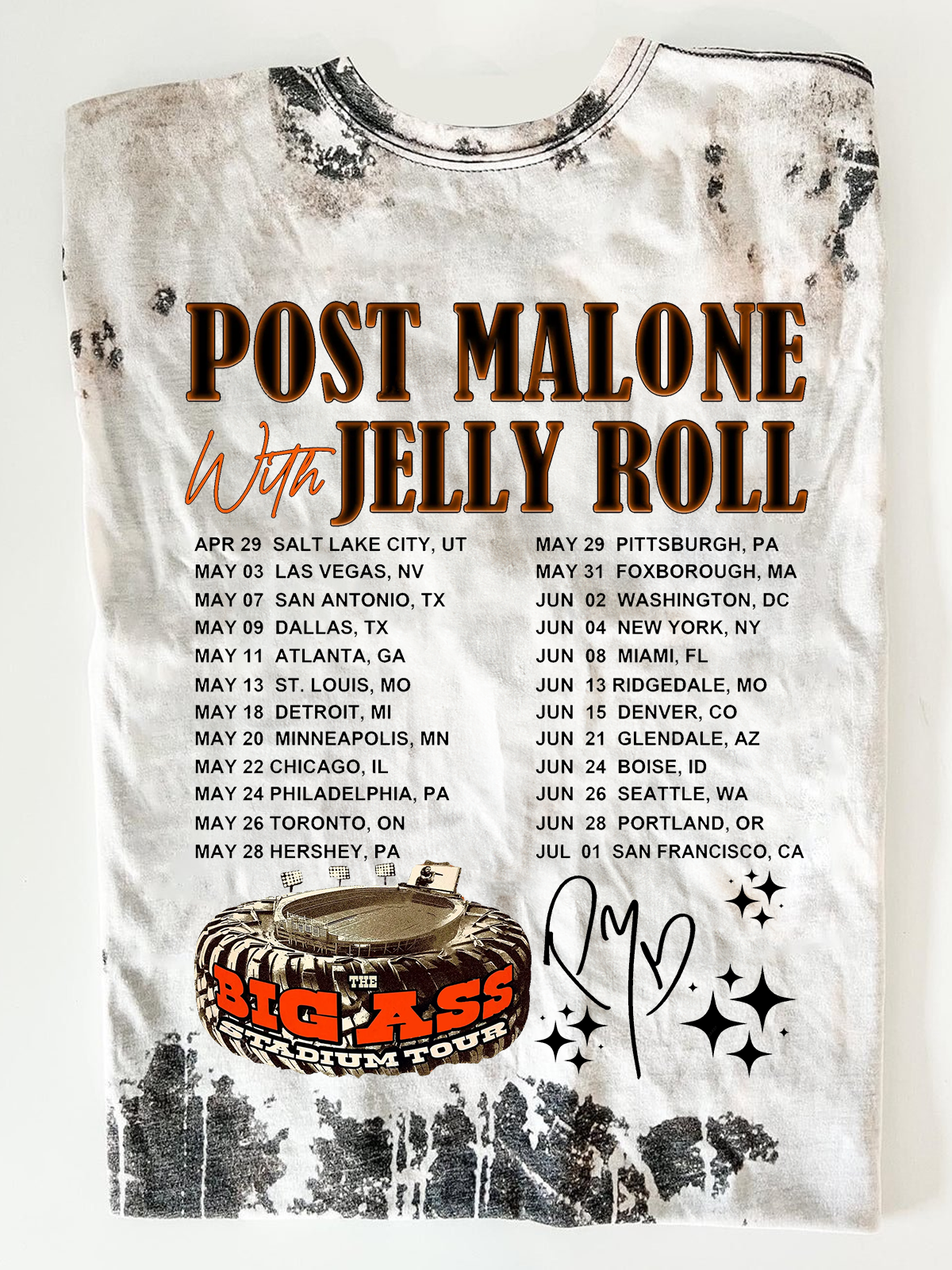 Post Malone The Big Ass Stadium Tour 2025 T-shirts