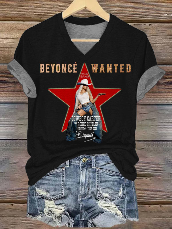 Beyoncé Western Vibe V-neck Tee