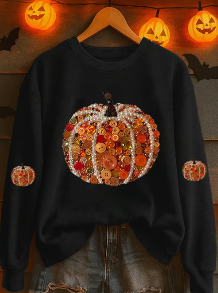 Women's Pumpkin Print Casual Sweatshirt