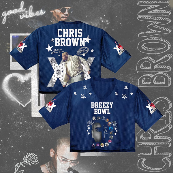 Chris Brown Breezy Bowl Crop Top Football Jersey