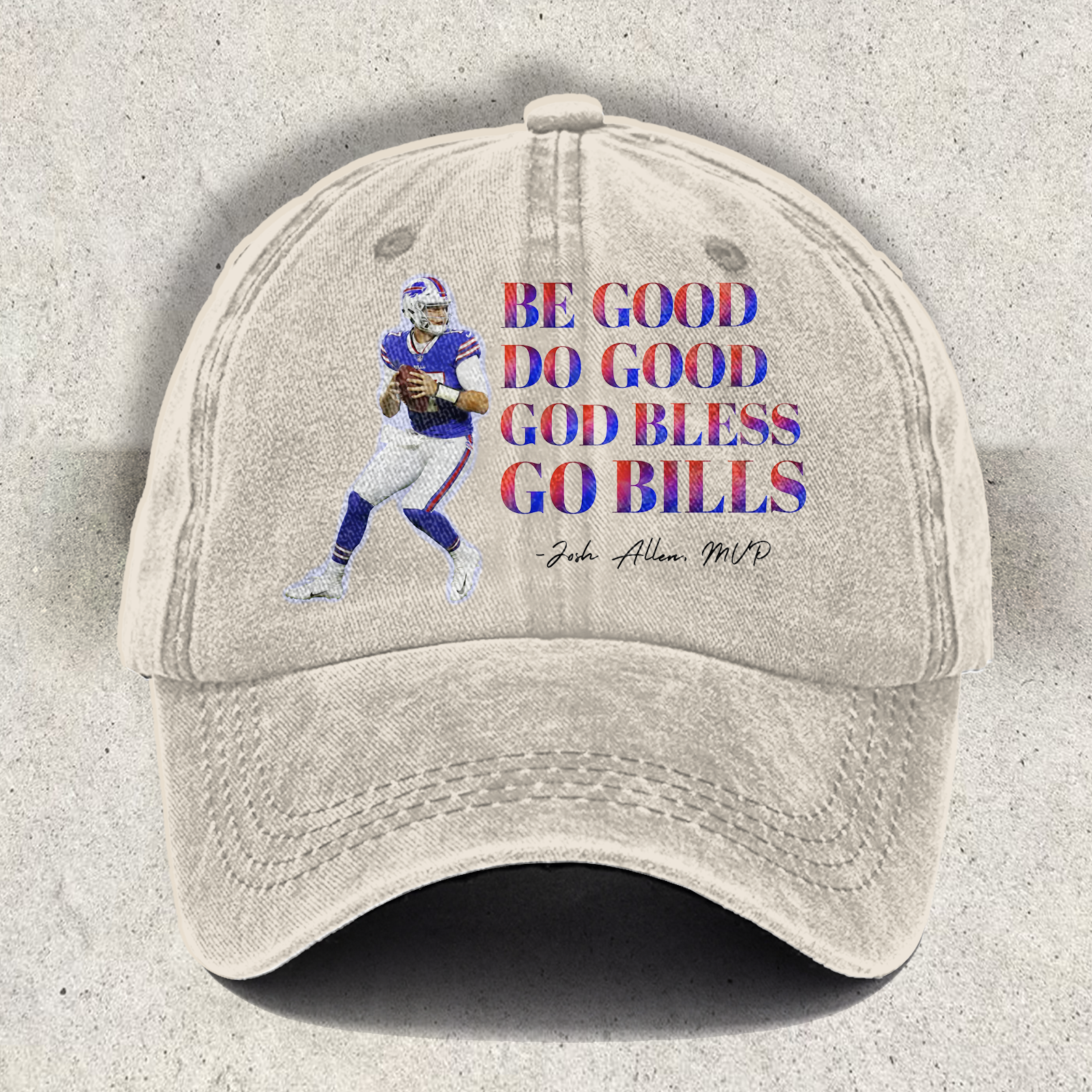 Be Good Do Good God Bless Go Bills Josh Allen MVP Retro Hats