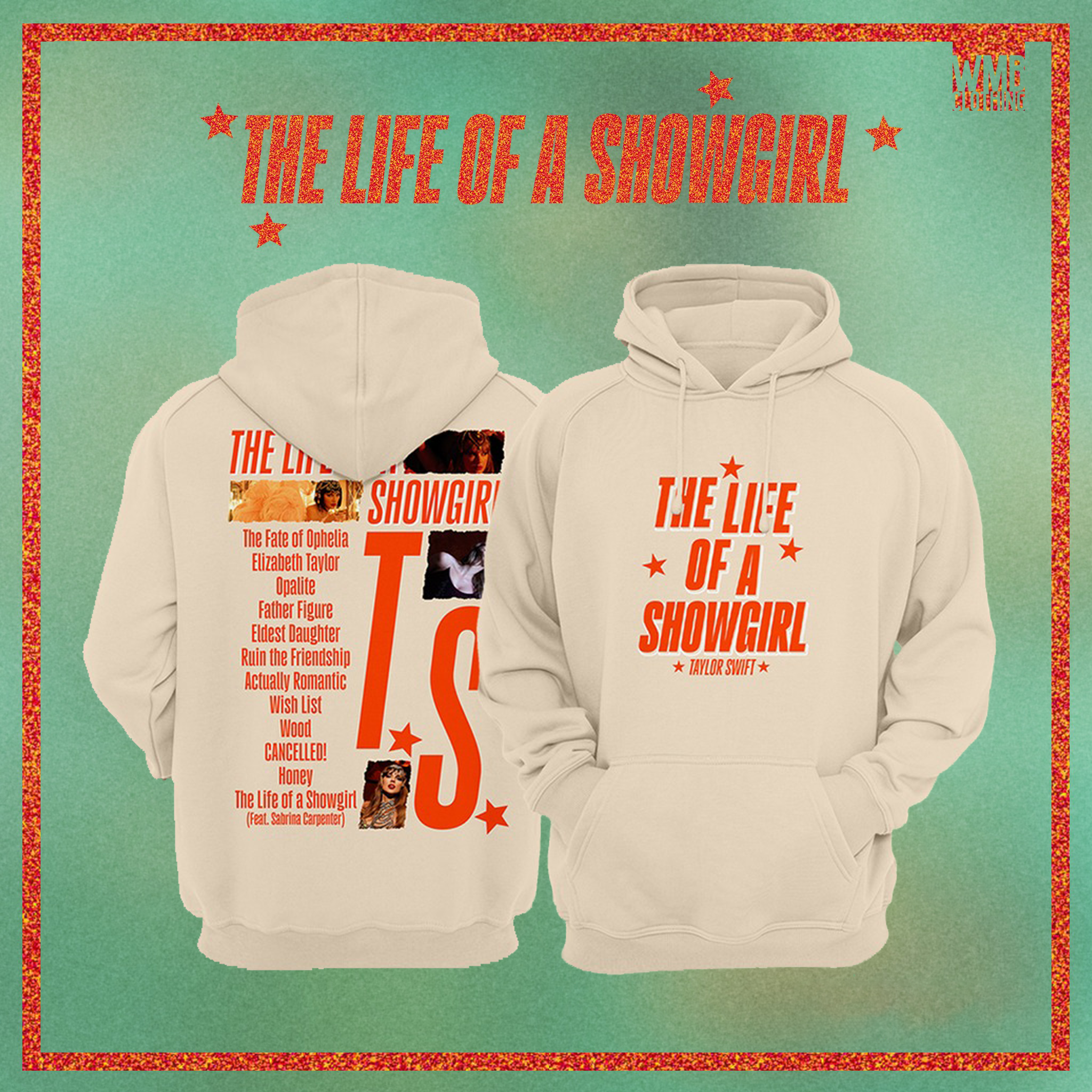 The Life of a Showgirl Print Loose Fit Hooded Sweatshirt（04）