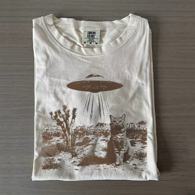 Vintage UFO Cowboy Cat T-shirt