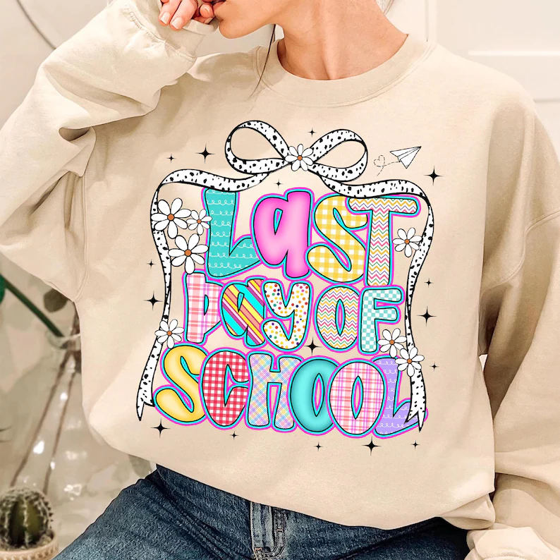 Last day of School Printed Long Sleeve Casual Top