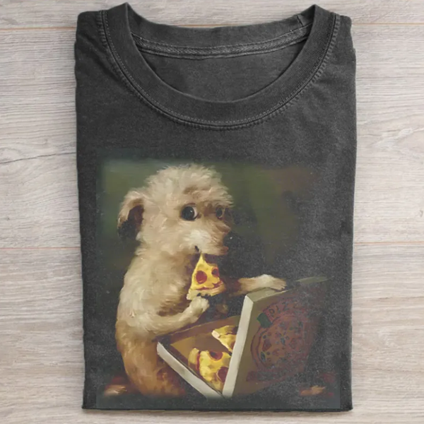 Dog Chill With Pizza Vintage T-shirt