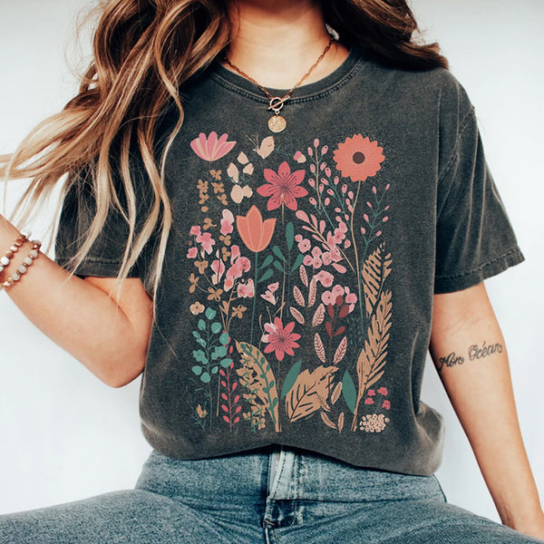 Vintage pressed flower t-shirt