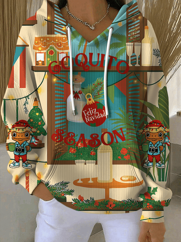 Women's Puerto Rico Coquito and Three Kings Print Casual Hoodies