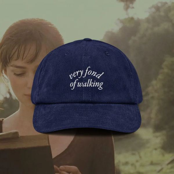 Very Fond of Walking Embroidered Courduroy Cap