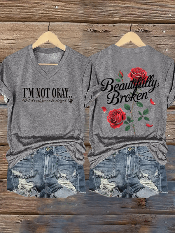 Jelly Roll Beautifully Broken Tour Music Print V-Neck T-Shirt