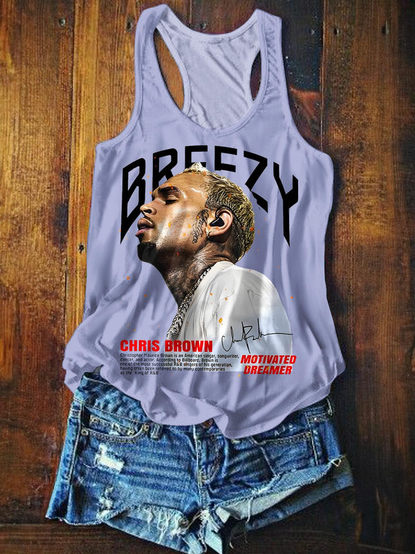 Chris Brown Breezy Bowl XX Printed Casual Tank Top