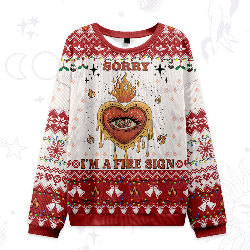 Purplehecate Sorry I'm A Fire Sign Ugly Christmas Sweatshirts