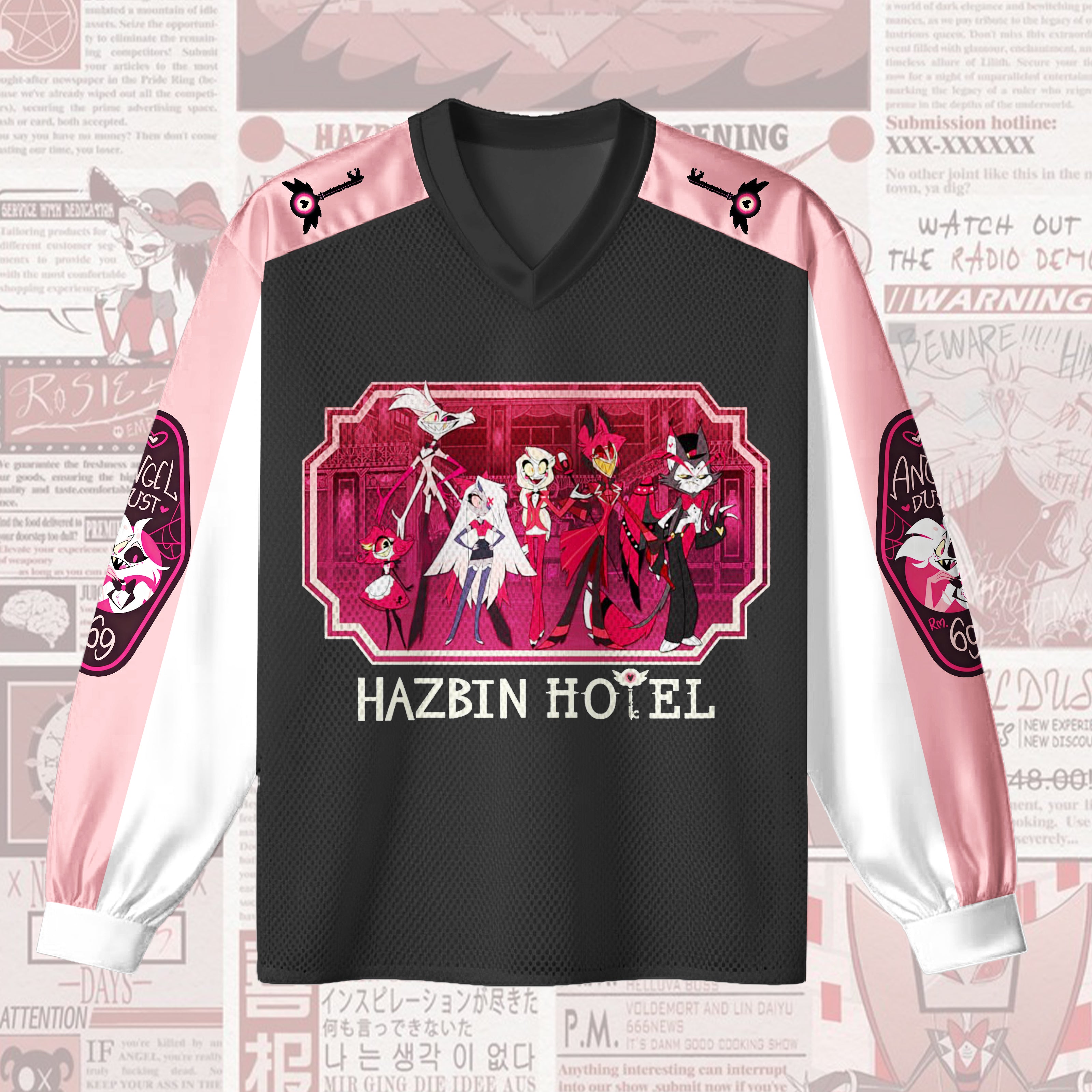 Hazbin Hotel Print Oversized Long Sleeve Jersey