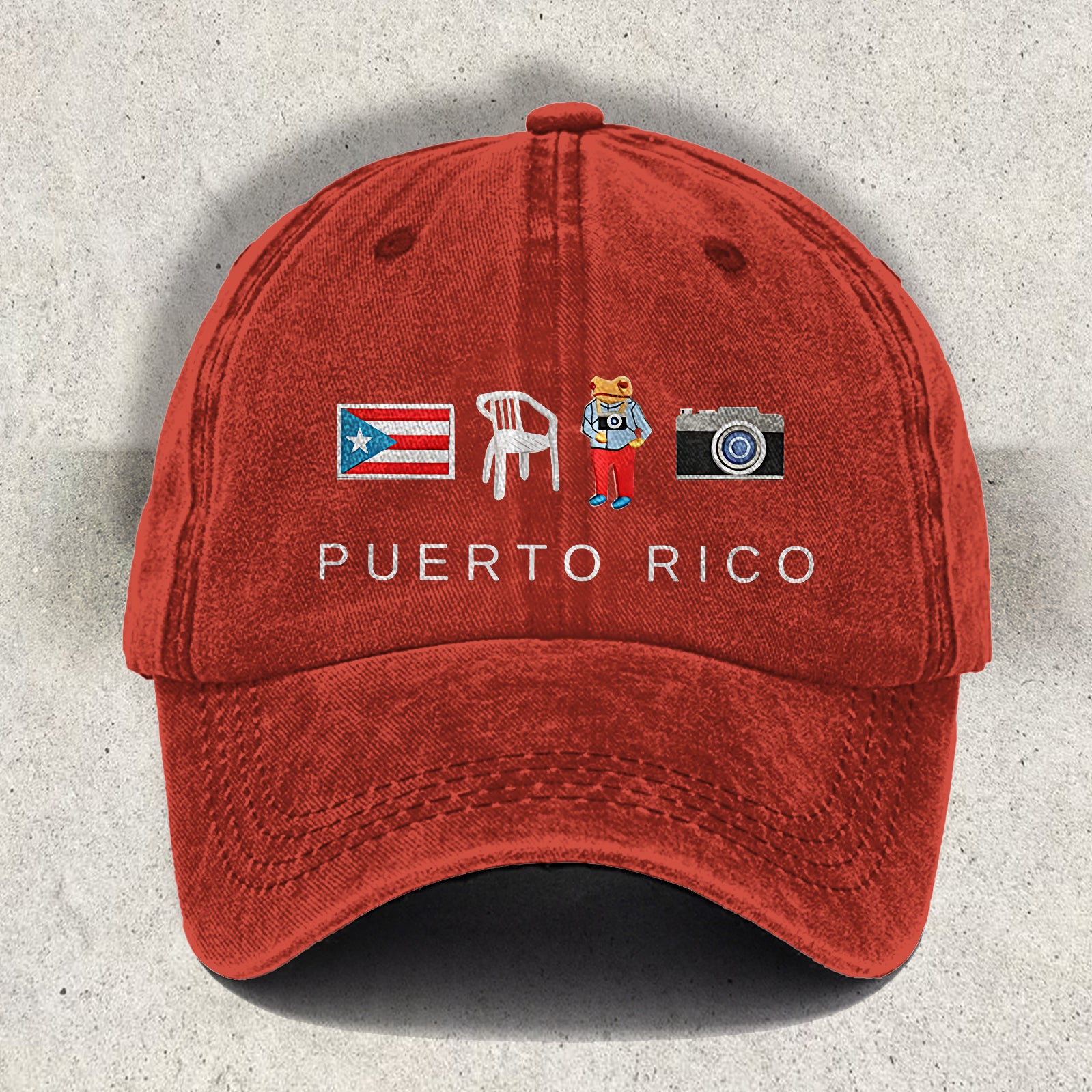 DTMF Puerto Rican Embroidered Print Baseball Cap