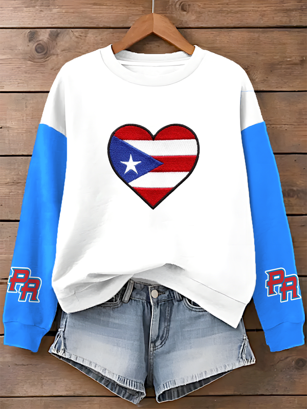 Puerto Rico Printed Long Sleeve Casual Top（19）