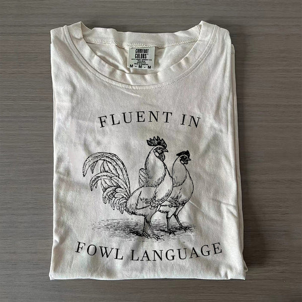 Retro Fluent in Fowl Language Funny Chicken T-Shirt