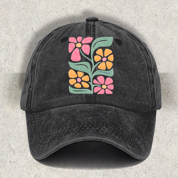 Vintage Subtle Fuck Tr*mp Flower Printed Baseball Cap