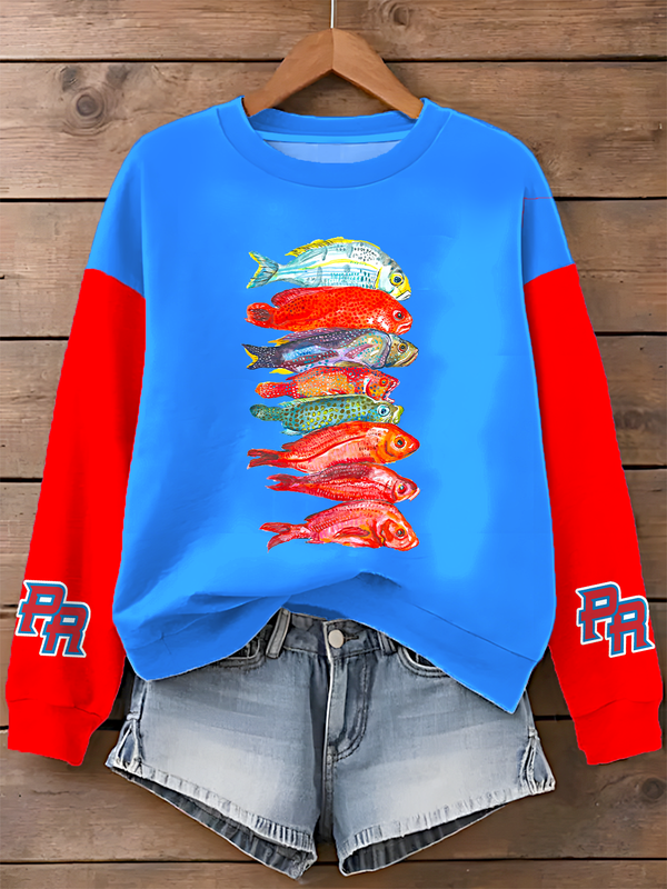 Puerto Rico Printed Long Sleeve Casual Top（21）