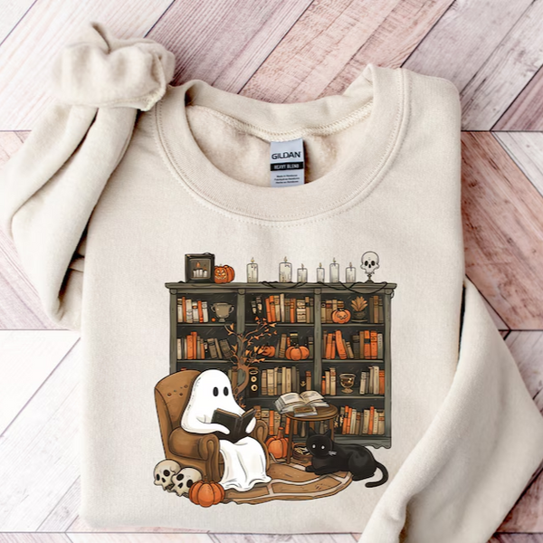 Retro Ghost Reading Books Sweatshirt