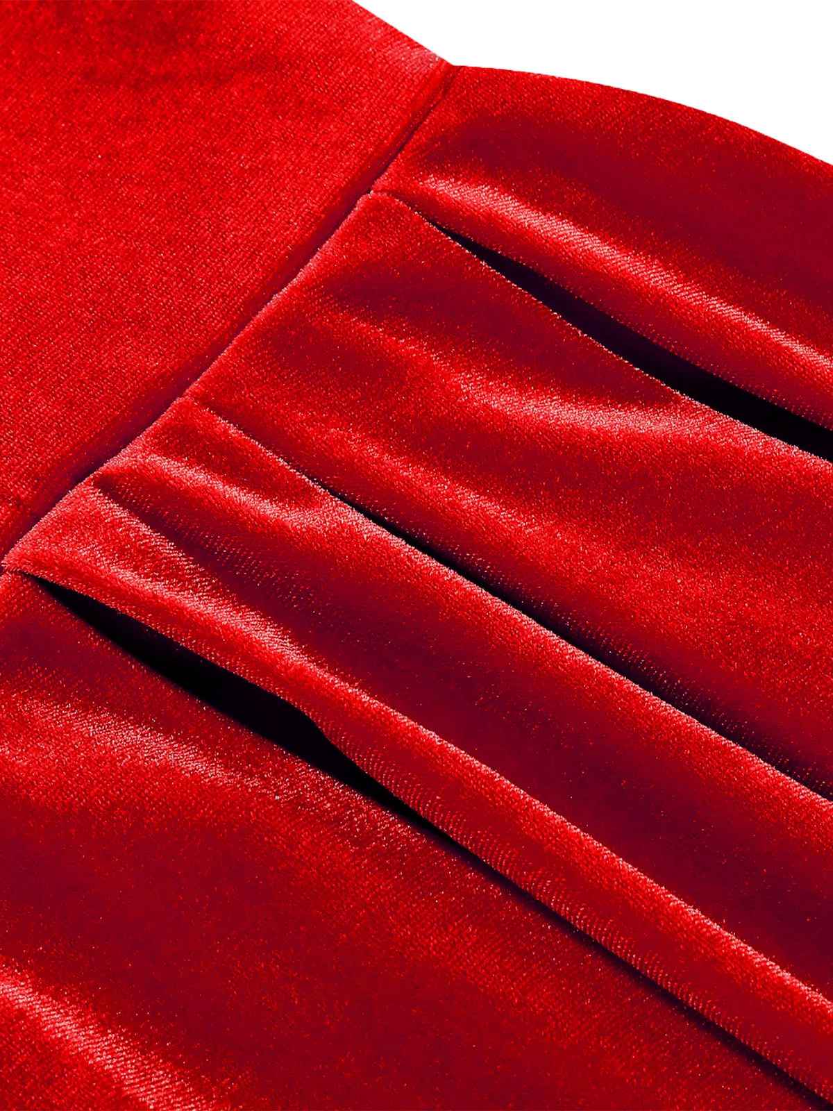 1950s Christmas Velvet Square Neck Long Sleeve Dress