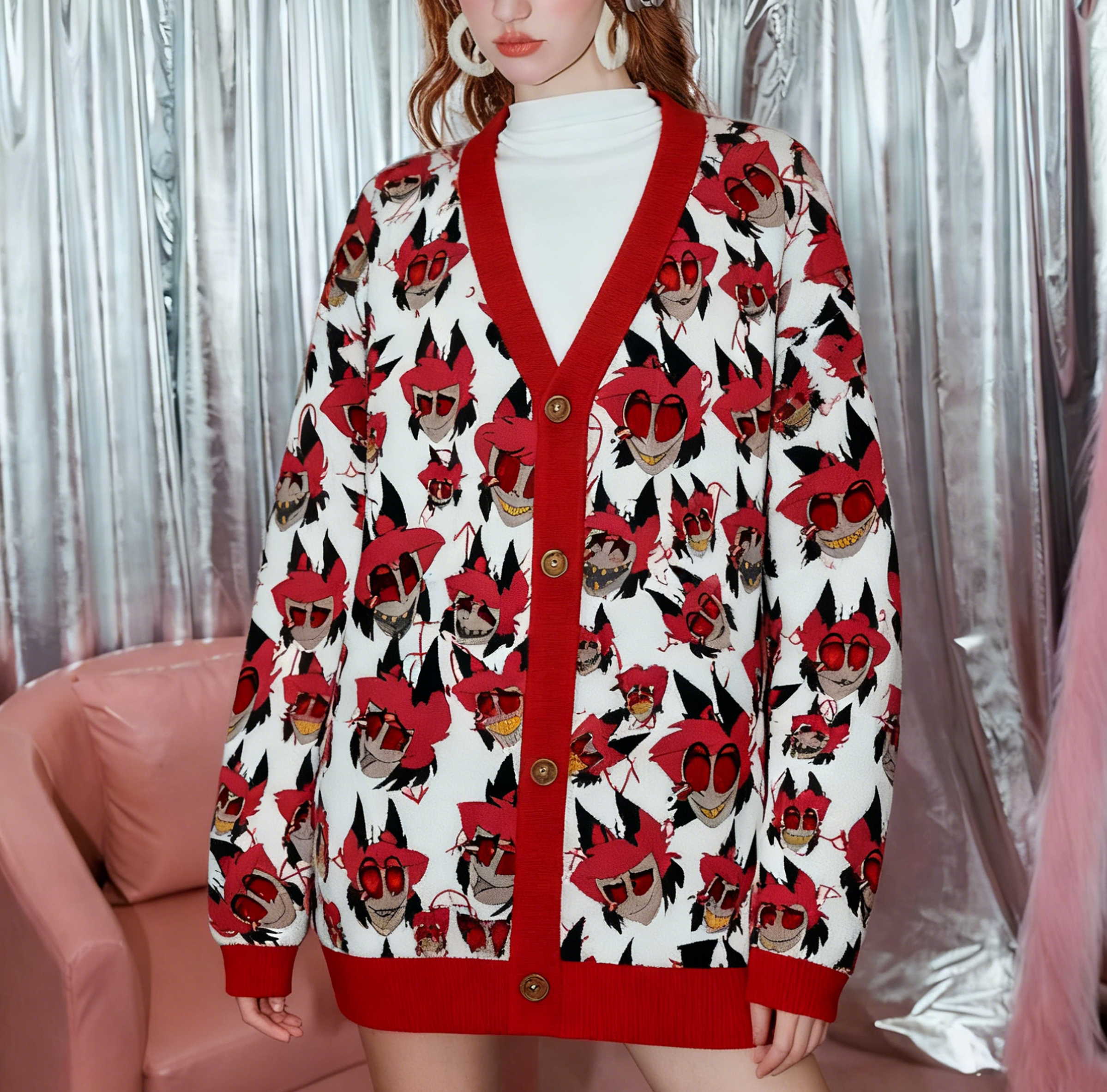 Hazbin Hotel Unisex Ugly Cardigan Sweaters