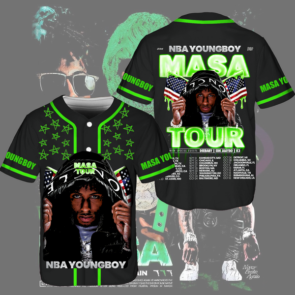 Young Boy 2025 Masa Tour Baseball Jersey