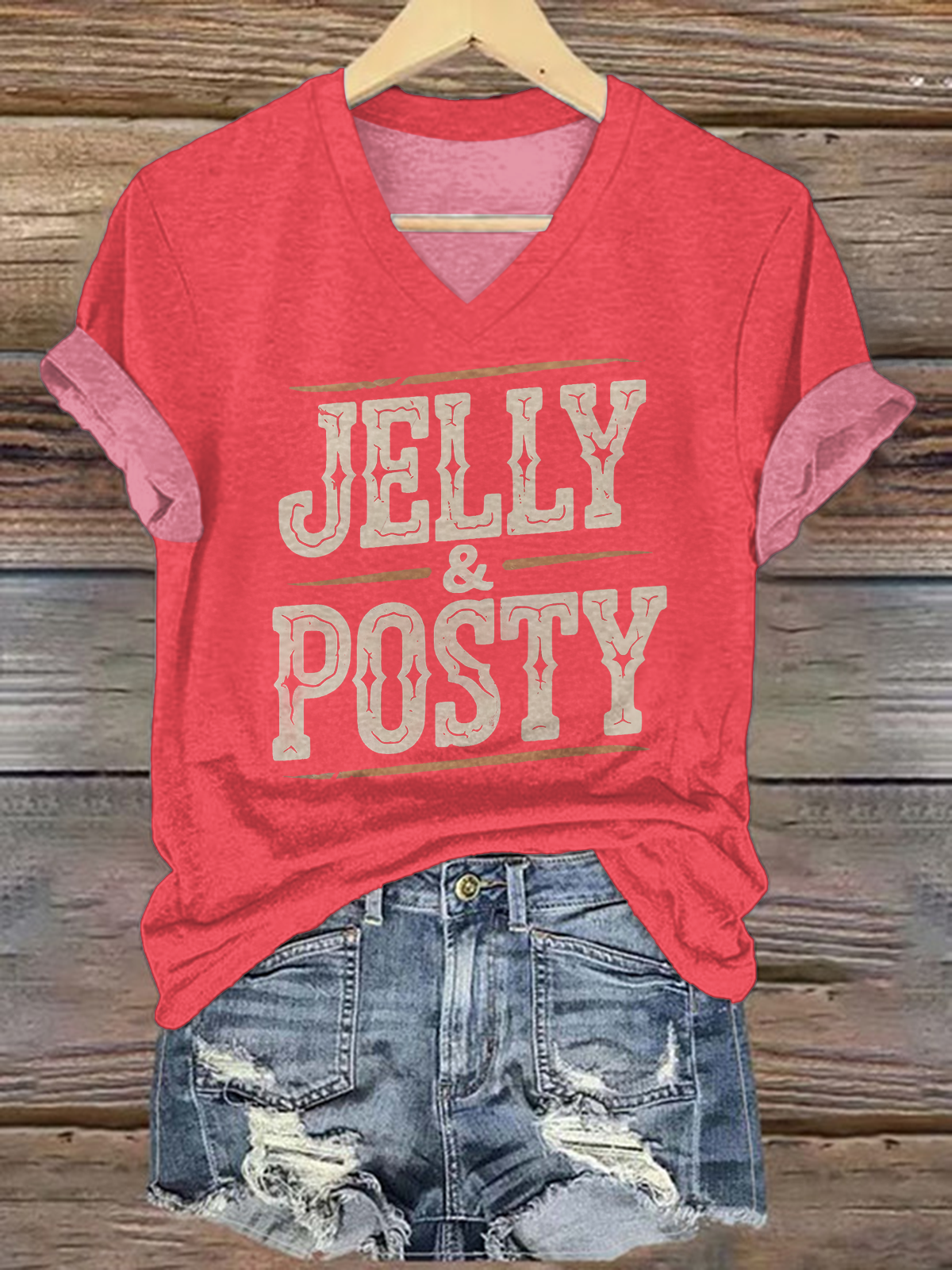Jelly Roll Posty Printed V-neck T-Shirts