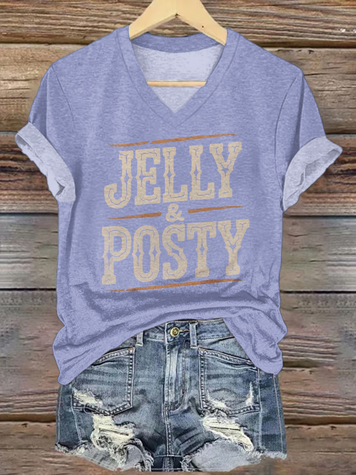 Jelly Roll Posty Printed V-neck T-Shirts