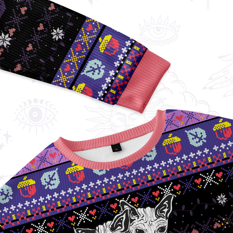 Purplehecate The Cat Goddess Bastet Ugly Christmas Sweatshirts