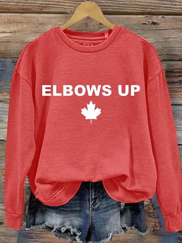 Maple Leaf Elbows Up Printed Sweatshirt