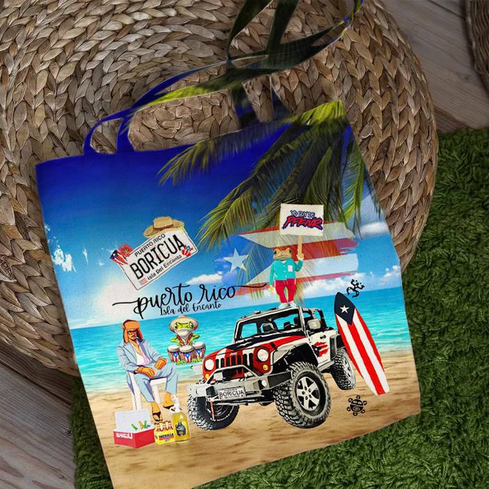 Puerto Rico Shoulder Zipper Canvas Bag（Best Seller）