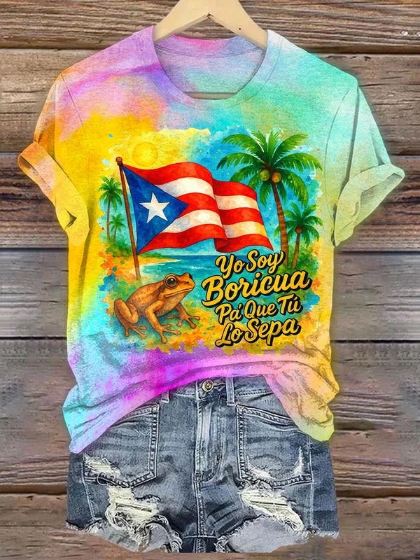 Puerto Rican Print Crew Neck T-shirt
