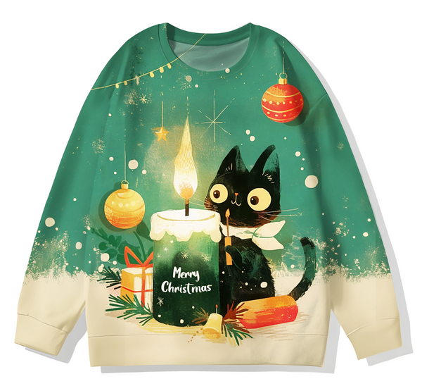 Merry Christmas Printed Long Sleeve Casual Top（03）