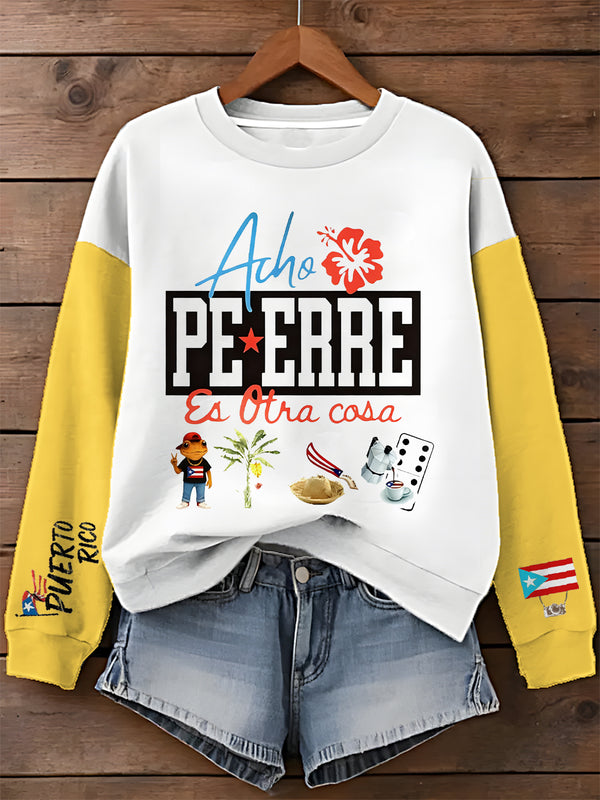 Puerto Rican Print Long Sleeve Casual Top