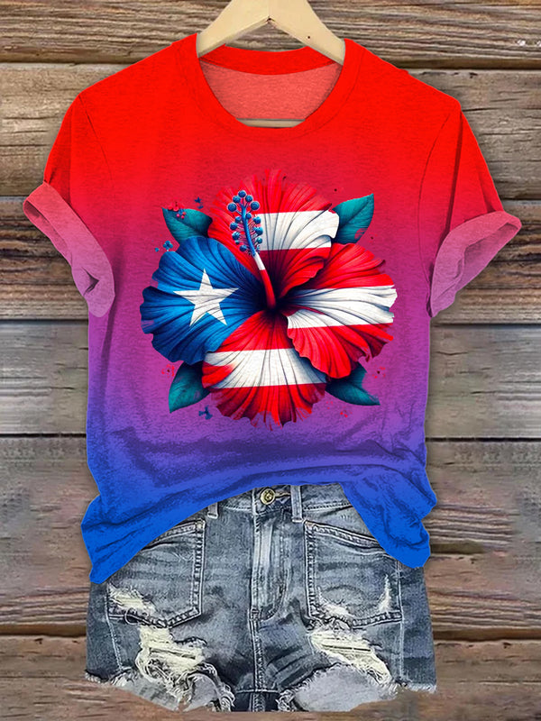 Puerto Rican Print Crew Neck T-shirt