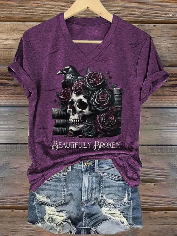 Jelly Roll Beautifully Broken Tour Music Print V-Neck T-Shirt