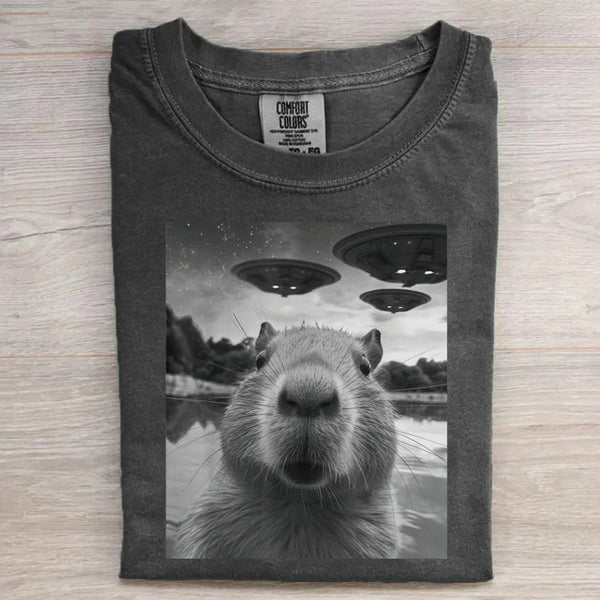 Funny Capybara UFO T-shirt