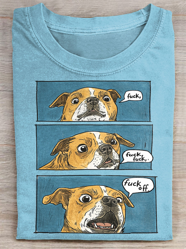 Fuck Fuck Fuck Off Funny Dog Art Printed T-shirt