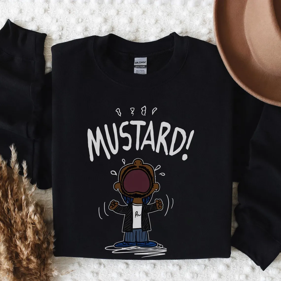Sudadera con meme divertido de Kendrick Lamar color mostaza 