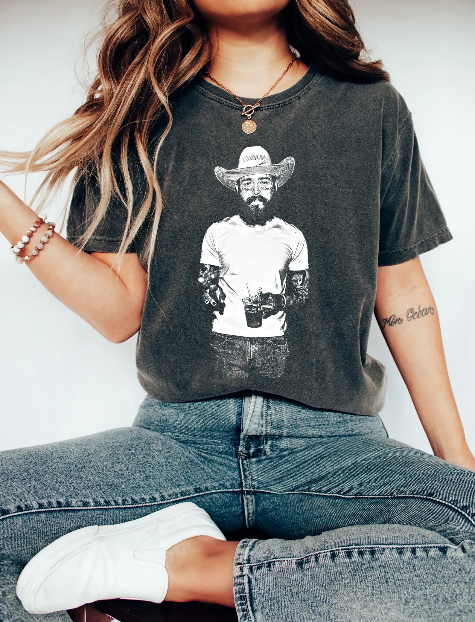 Camiseta retro con estampado de diálogo divertido 