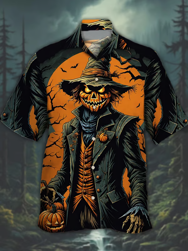 Men's Halloween Fun Horror Lapel Shirt