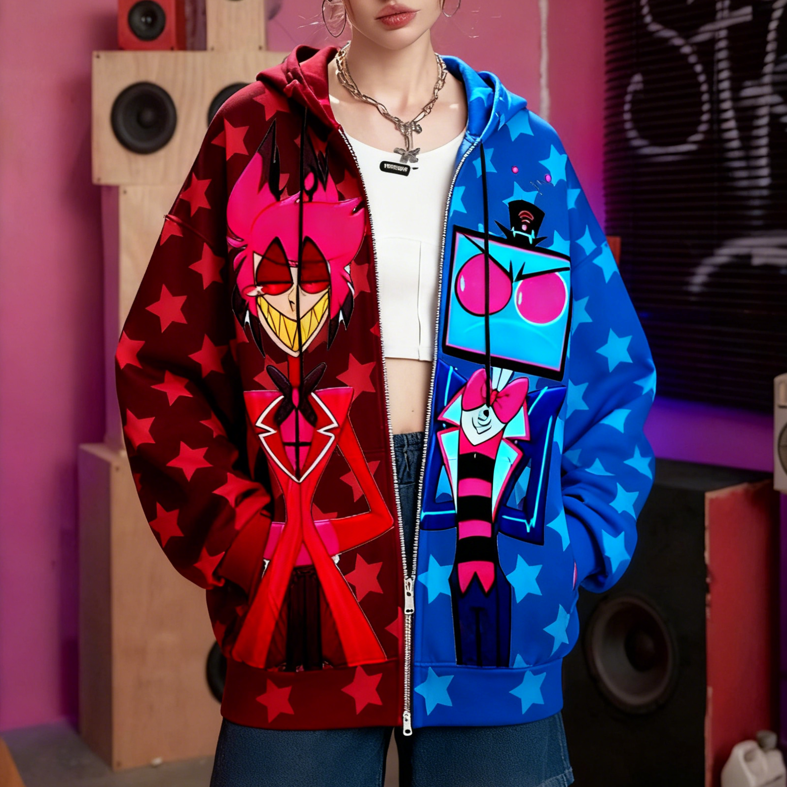 Hazbin Hotel Zippered Sweatshirt Jacket