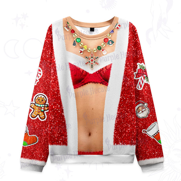 Purplehecate Naughty Santa Bikini Ugly Christmas Sweatshirts