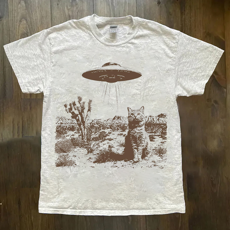 Vintage UFO Cowboy Cat T-shirt