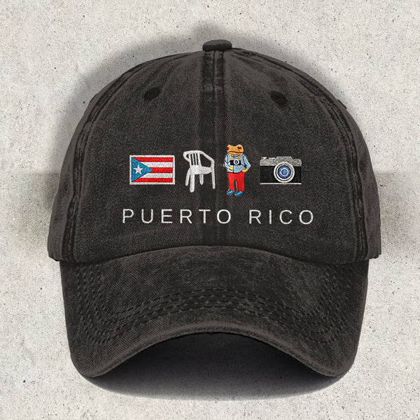 DTMF Puerto Rican Embroidered Print Baseball Cap