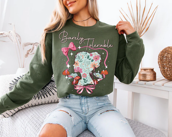 Barely Tolerable Design Printed Long Sleeve Casual Top