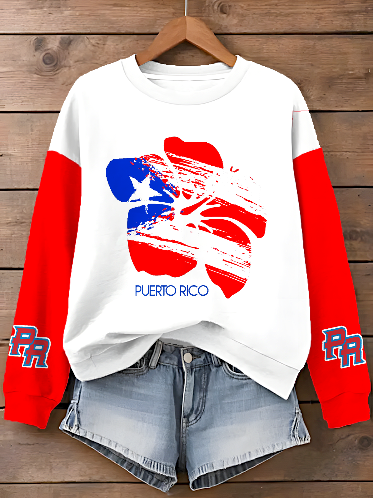 Puerto Rico Printed Long Sleeve Casual Top（18）