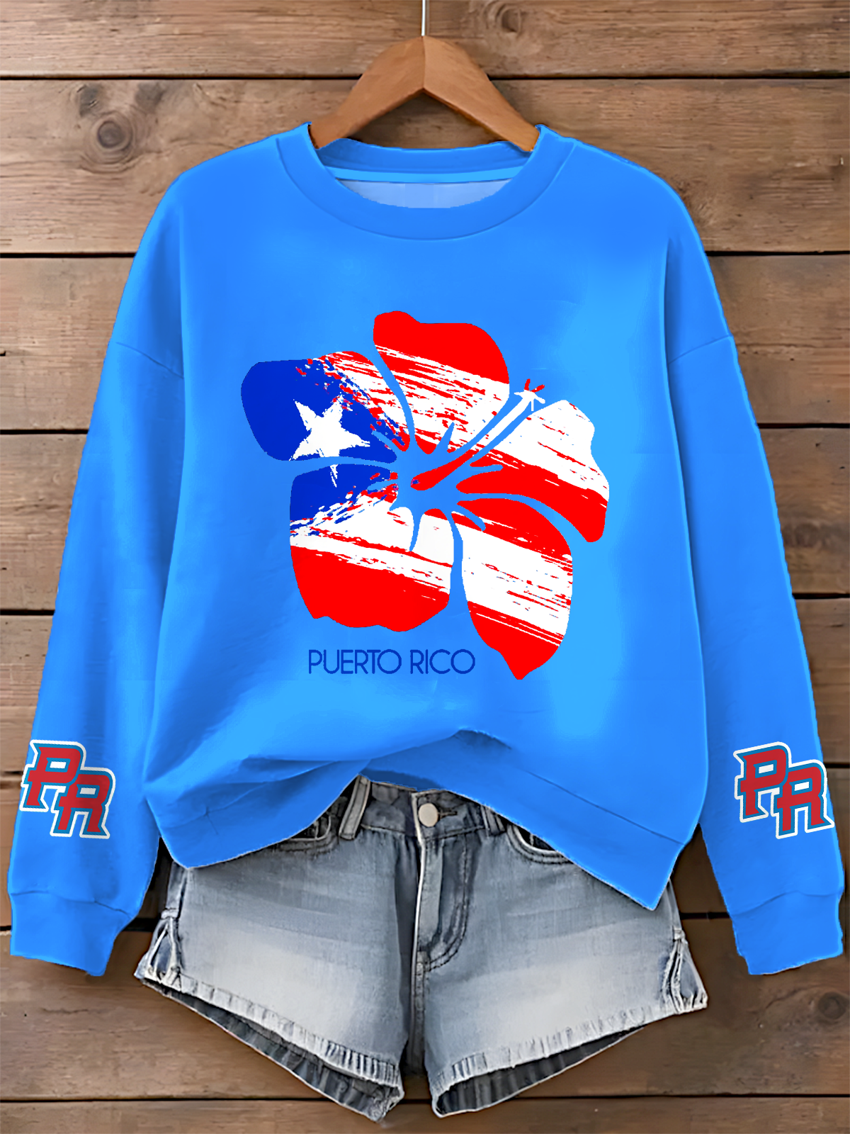 Puerto Rico Printed Long Sleeve Casual Top（18）