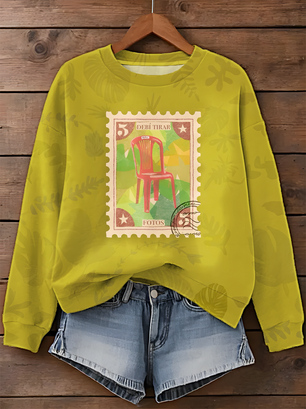 Puerto Rico Printed Long Sleeve Casual Top（05 ）