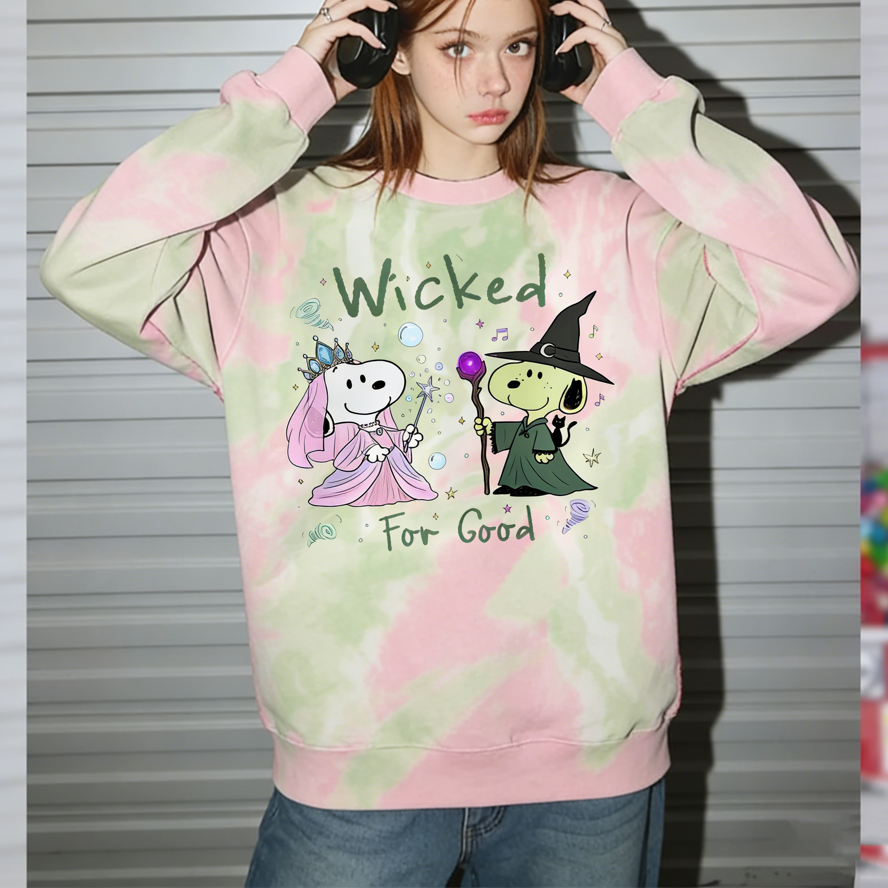 Wicked For Good Cartoon Snoopy Printed Long Sleeve Casual Top