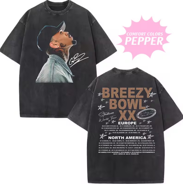 Chris Brown Tour Breezy Bowl XX V2 Vintage Comfort Colors Shirt